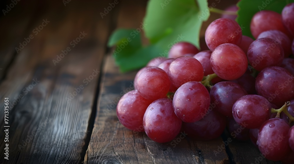 Close up of fresh Grapes on a rustic wooden Table Close up of fresh Grapes on a rustic wooden Table
