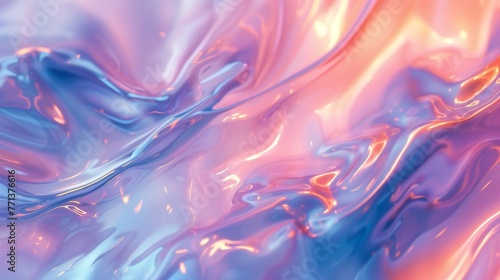 Serene Liquid Holography  Calming colors merge in fluid forms  creating a tranquil holographic display.