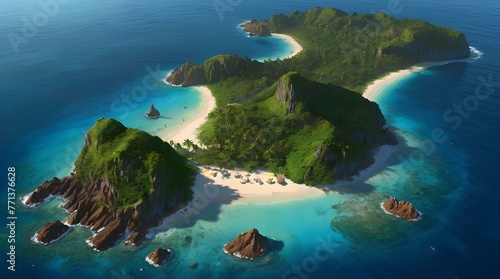 Aerial view of a secluded tropical island
