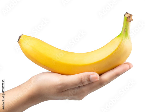 Banane in Hand isoliert auf weißen Hintergrund, Freistelle