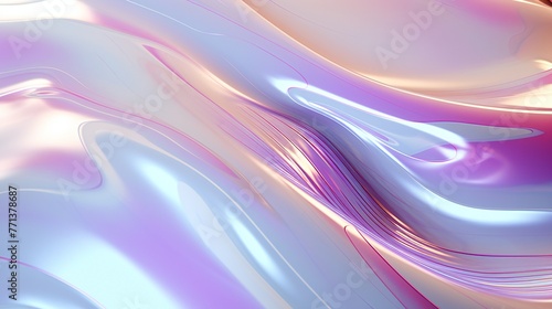 Sublime Holographic Fluidity: Fluid forms flow effortlessly in soothing holographic colors.