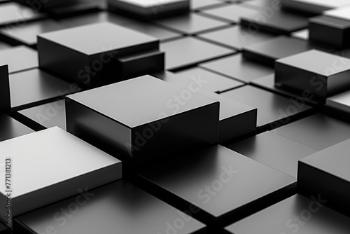 A minimalist composition depicting the core principles of selling, using black, white, and grey squares for a bold visual representation photo