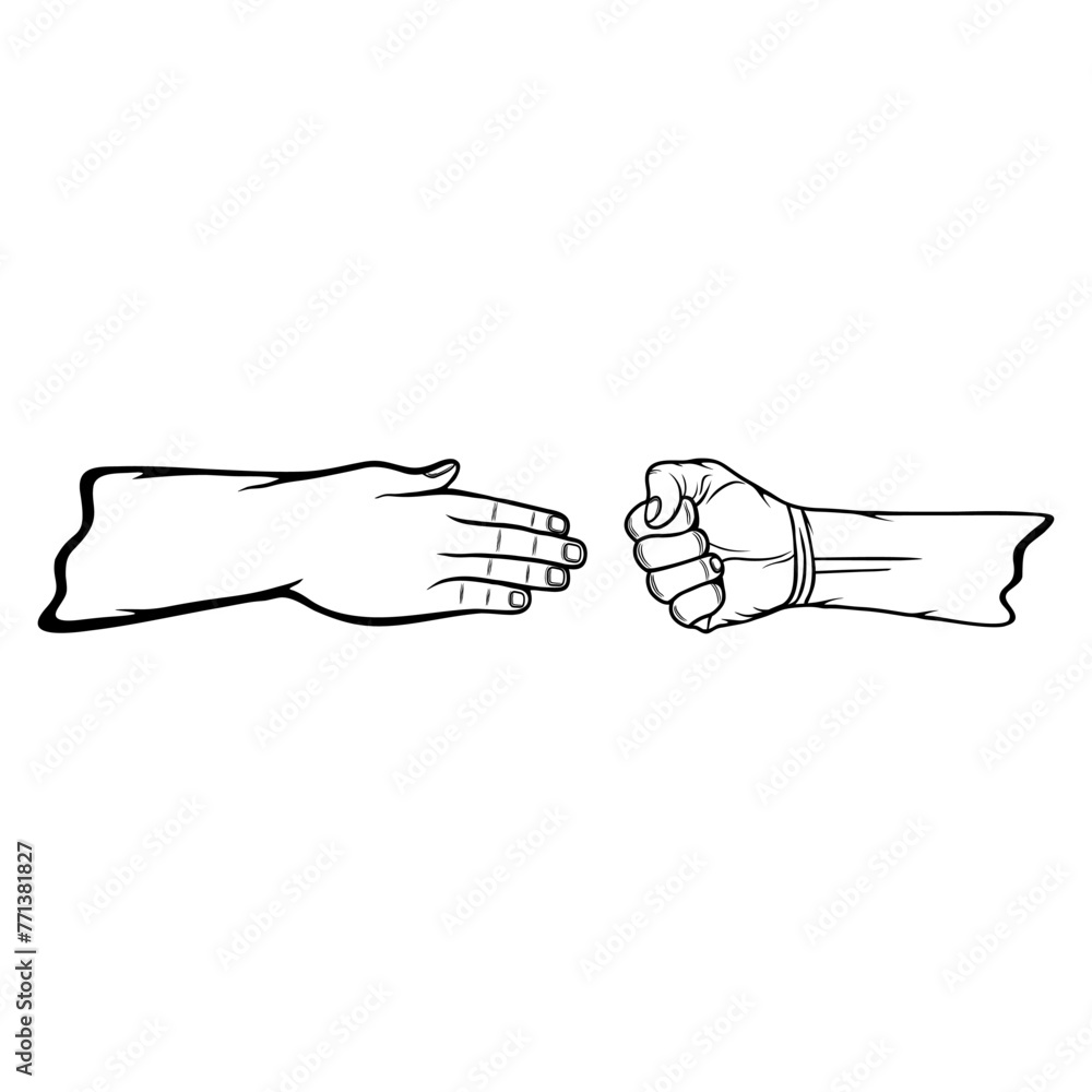 the back of the hand is open and the inner fist is facing away line art vector illustration the back of the hand is open and the inner fist is facing away line art vector illustration