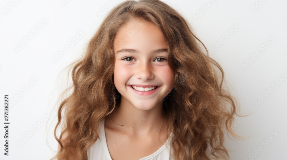Portrait of a smiling young girl with long brown hair Portrait of a smiling young girl with long brown hair
