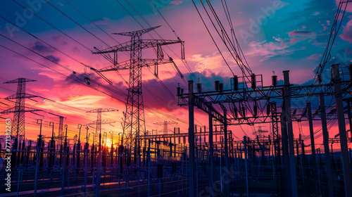 Central eléctrica al amanecer