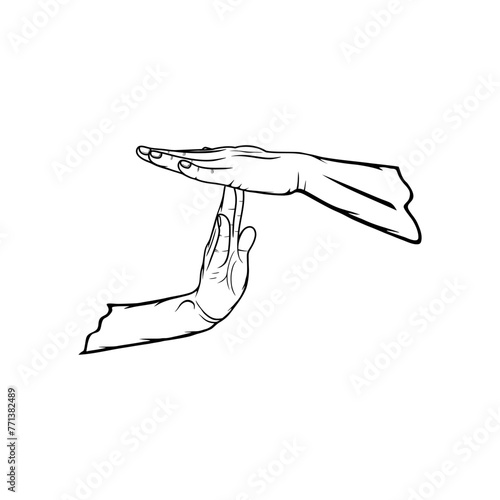 break time hand gesture pause 
black and white gesture vector illustration