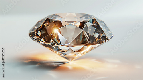 Gemstone  Shiny diamonds on white background  bright light shiny luxury diamonds on white background. A close-up of the king of gemstones  a large shiny diamond that shines brightly. For Jewelry. 