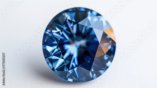 Gemstone,Shiny blue sapphire on white background, bright light shiny luxury blue sapphire on white background. A close-up of the king of gemstones, a large shiny  that shines brightly. For Jewelry. 