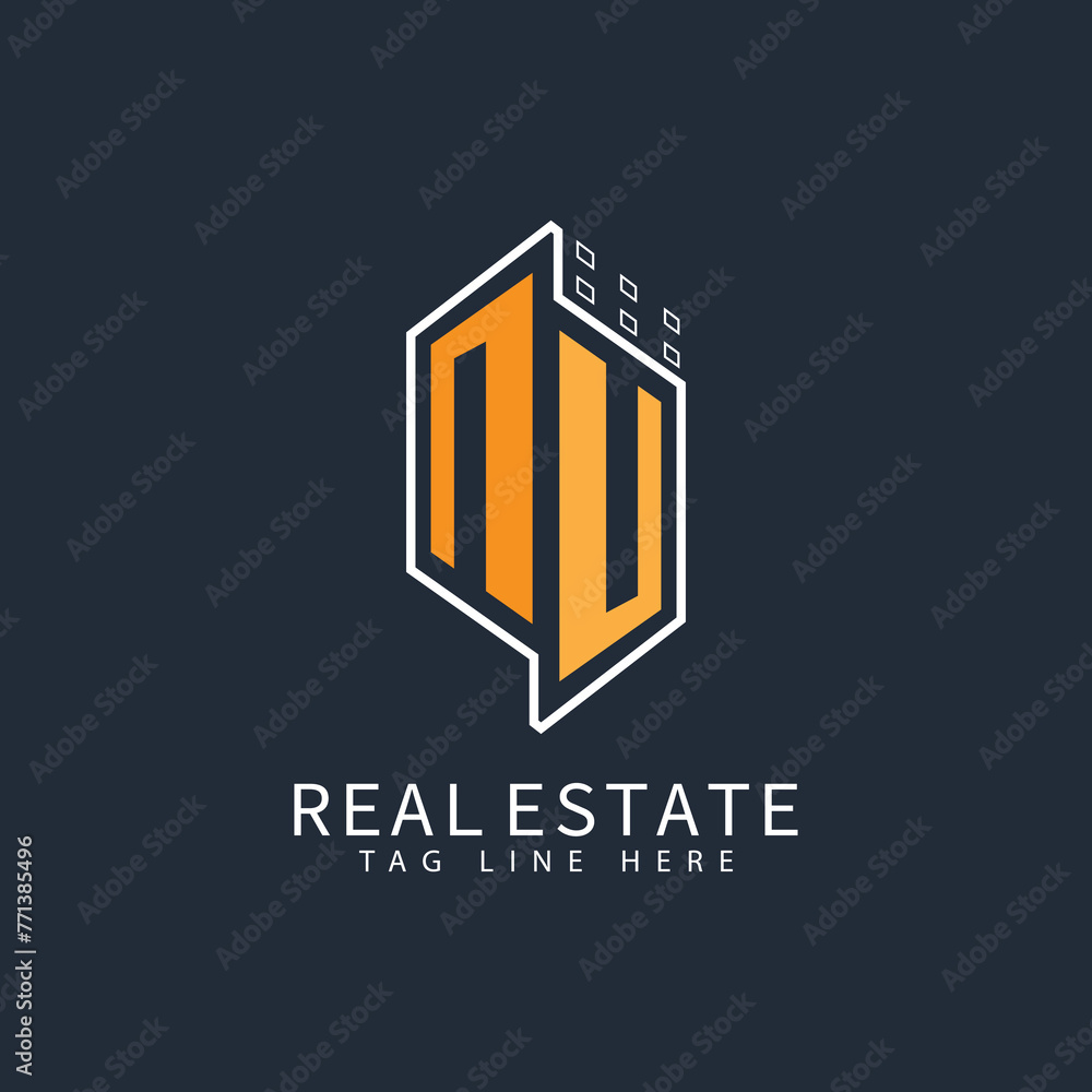 NU initial monogram logo for real estate with home shape creative design.
NU initial monogram logo for real estate with home shape creative design.