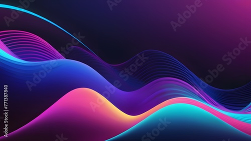 Purple abstract background with multicolor waves