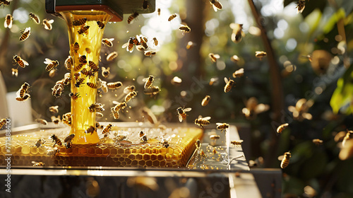 a beekeeper extracting honey from a beehive 