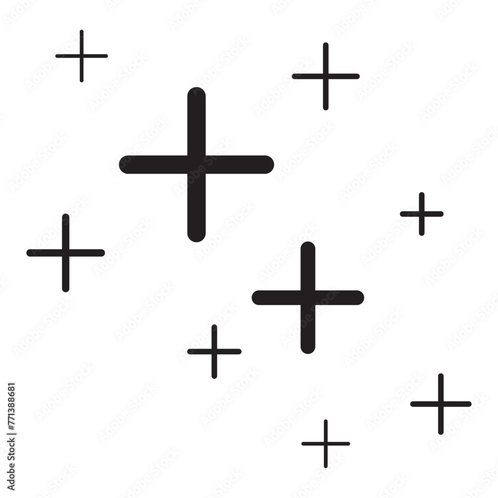 Seamless background pattern of evenly spaced black plus symbols of different sizes and opacity. Vector illustration on white background Seamless background pattern of evenly spaced black plus symbols of different sizes and opacity. Vector illustration on white background