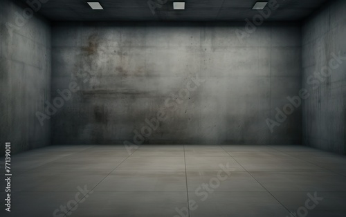 Modern minimalist empty concrete room showcasing architectural simplicity and contemporary design © Muh