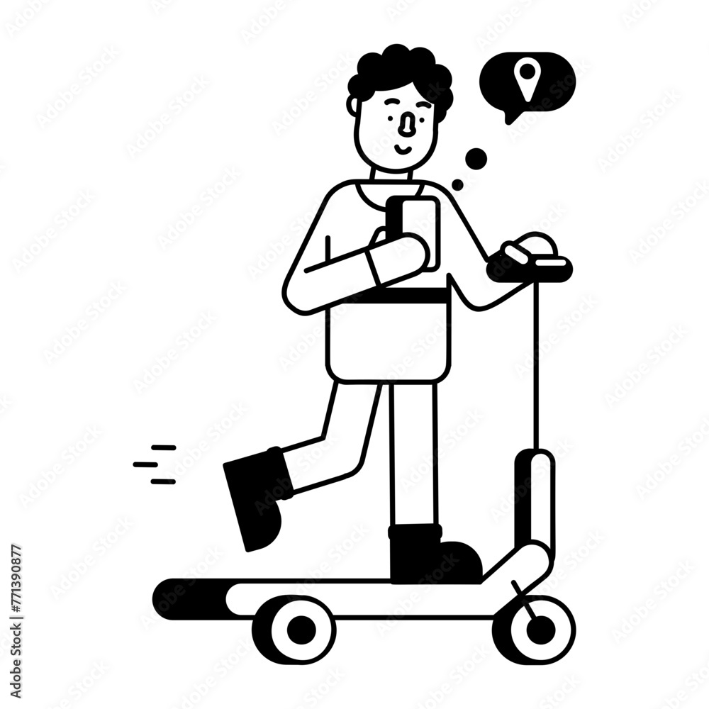 A well-designed glyph icon of electric ride A well-designed glyph icon of electric ride