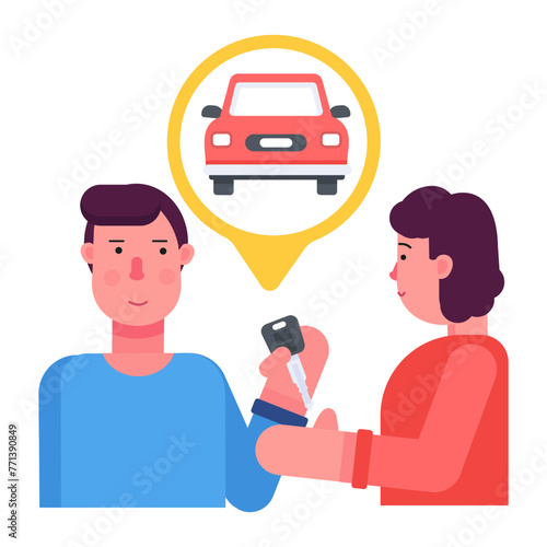 Handy flat icon of car sharing 