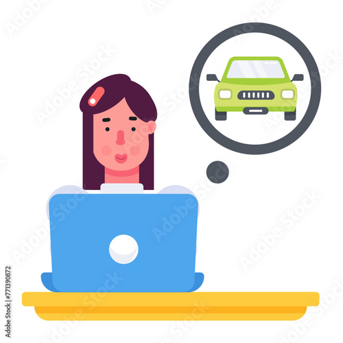 A flat style icon of online vehicle booking 