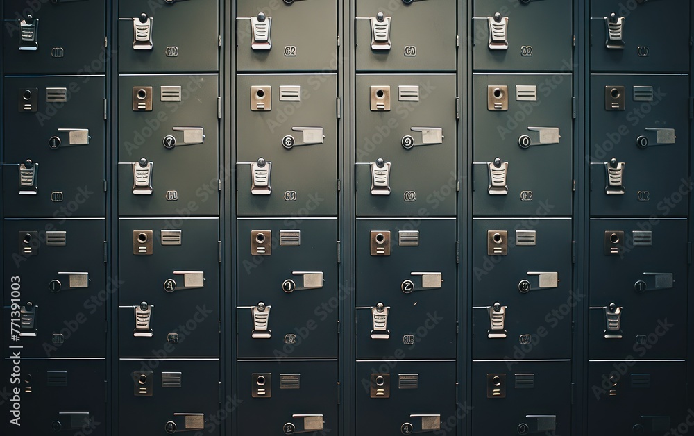 An empty hallway lined with metal lockers, echoing the themes of education and order in school settings An empty hallway lined with metal lockers, echoing the themes of education and order in school settings