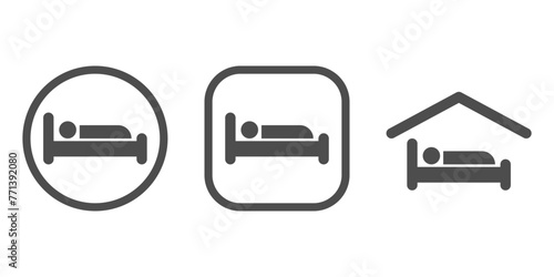 vector icon of bed or hotel location, lodging location icon photo