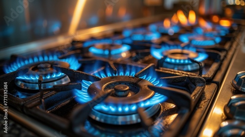 burning gas burners closeup © Olexandr