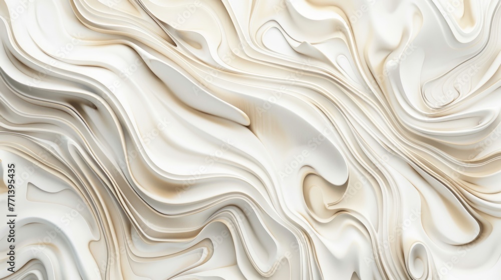 An abstract swirl texture design serves as a wallpaper and background, featuring accurate topography in white and beige. - obrazy, fototapety, plakaty 