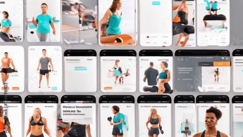 Personalized AI-driven workout coaches providing real-time feedback and motivation, animated with customized exercise routines.