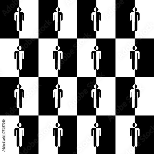 Human Shape in Contrast Color, Black White, can use for Wallpaper, Cover, Decoration, Ornate, Ornament, Background, Wrapping, Fabric, Textile, Fashion, Tile, Carpet Pattern, etc. Vector Illustration