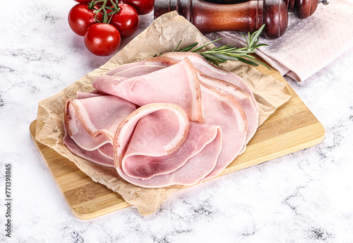 Slices of natural organic ham