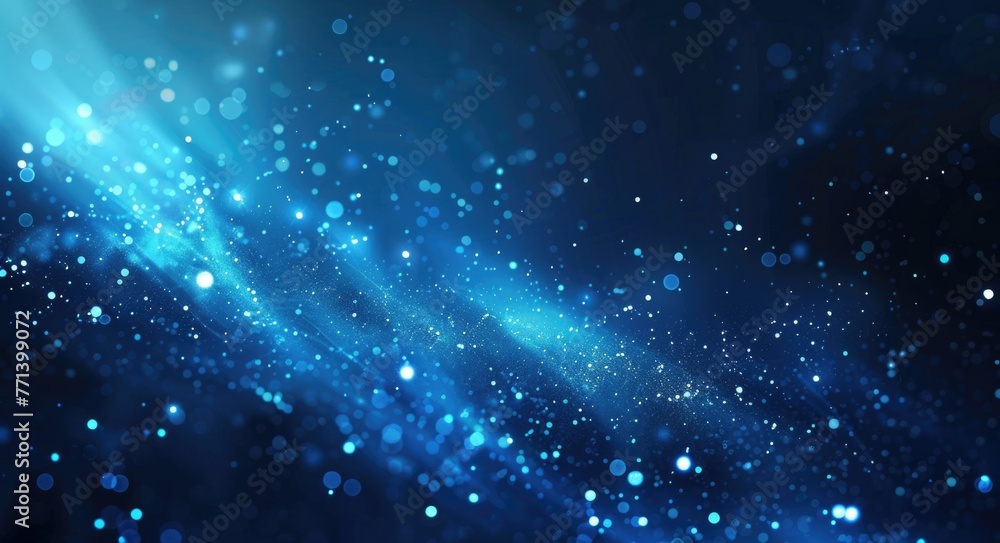 Background Abstract Blue. Dark Blue Explosion of Glistering Particles in Technology Illustration