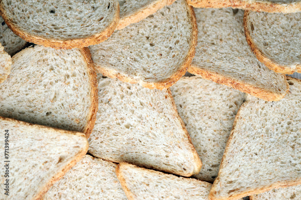 Fresh sliced bread in full frame macro photo close up Fresh sliced bread in full frame macro photo close up