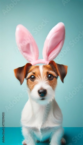 Jack Russell Terrier Pink Bunny Ears Easter Theme