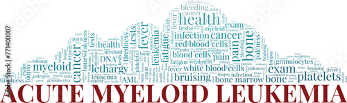 Acute Myeloid Leukemia word cloud conceptual design isolated on white background.