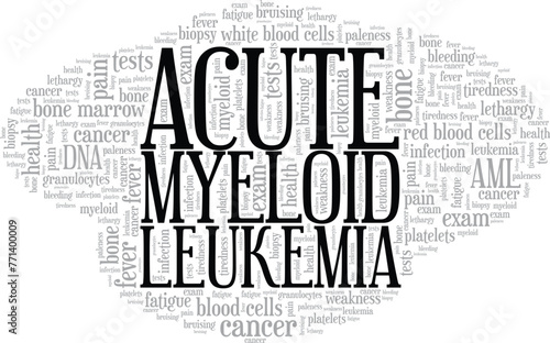 Acute Myeloid Leukemia word cloud conceptual design isolated on white background.