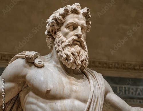 Statue of Olympian Zeus. Renaissance illustration of a statue of Zeus, king of the gods. god of sky and thunder.