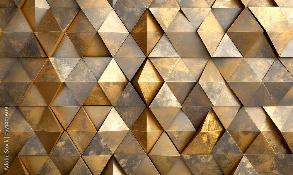 Glossy metallic geometric triangle patterns for background, Generative AI Glossy metallic geometric triangle patterns for background, Generative AI