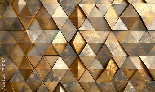 Glossy metallic geometric triangle patterns for background, Generative AI 