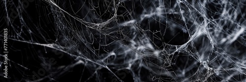 Halloween Spider's Web Background. Creepy Spider Webs on a Black Banner