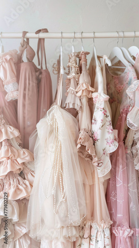 Vintage Pink Dress Collection with Pearls