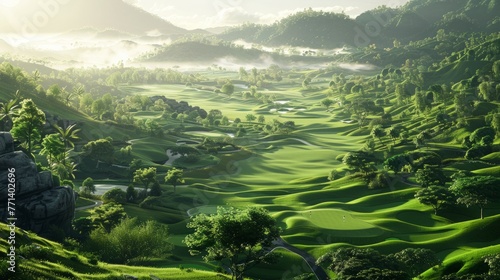 Golf Course Nestled in Mountain Range