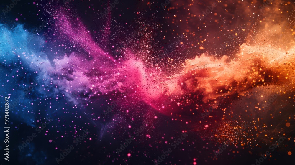 Obraz premium A cloud of multicolored dust particles artistically simulates a night sky full of stars