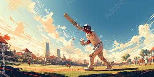 A man is playing cricket and is about to hit the ball photo