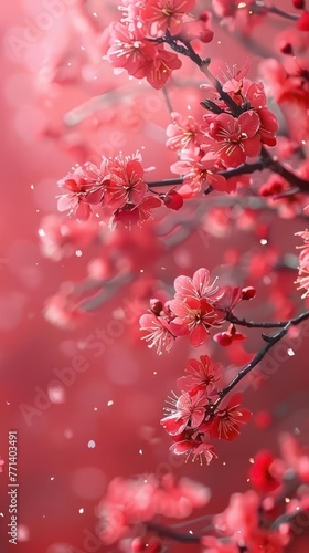 beautiful cherry blossoms are blooming in spring