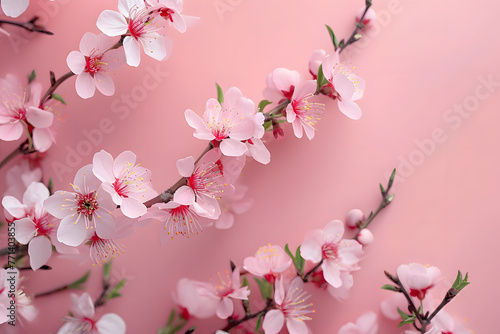 spring flowers on pink background in the style of cherr 62e9c963-a224-4332-97f4-ab4b887761f7 photo