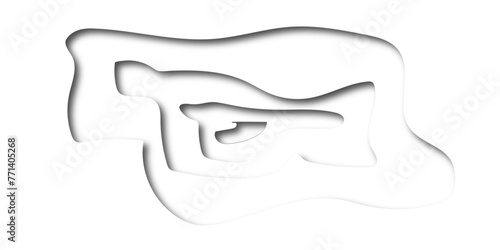 Luxury white and gray 3d papercut texture art shadow backdrop digital striped blank  topography map background. creative concept element papercut line futuristic style paper carve graphic design.