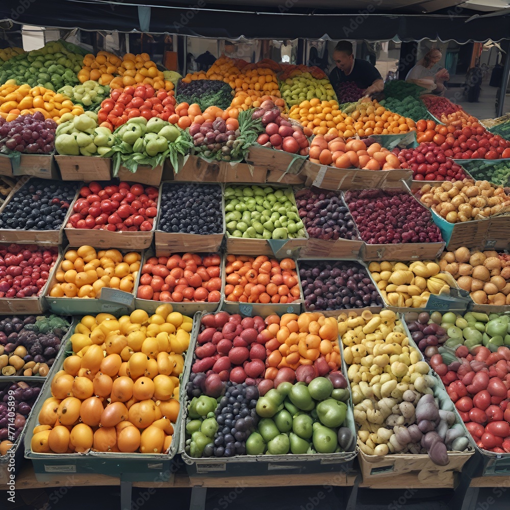 Bancarella di frutta colorata