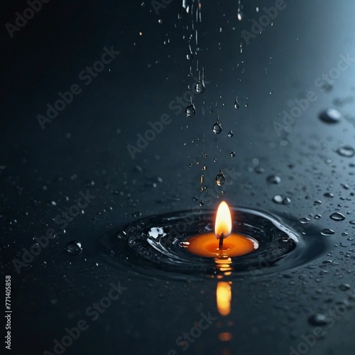 Candle, fire, flame and water.