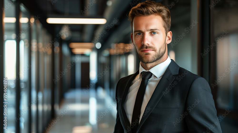 Naklejka premium Handsome businessman in suit and tie, business, occupation, corporate business, confidence