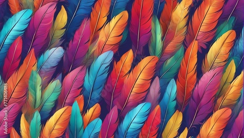 Wallpaper Mural Generative AI. multicolor feathers painting for photo frame, design for pillow cover, wallpaper, bedsheet, cushion, mug, gifting purpose. creative painting art. Torontodigital.ca