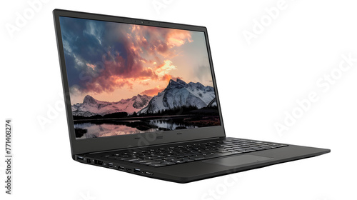 Modern-day sleek gaming latop isolated on a transparent background, PNG, Ai