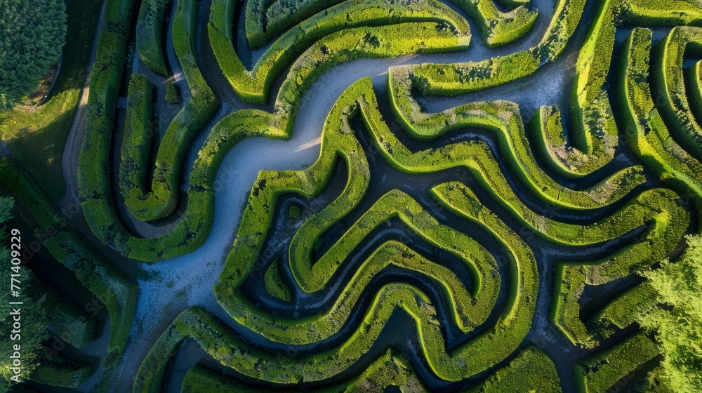 Aerial View of Maze in Forest