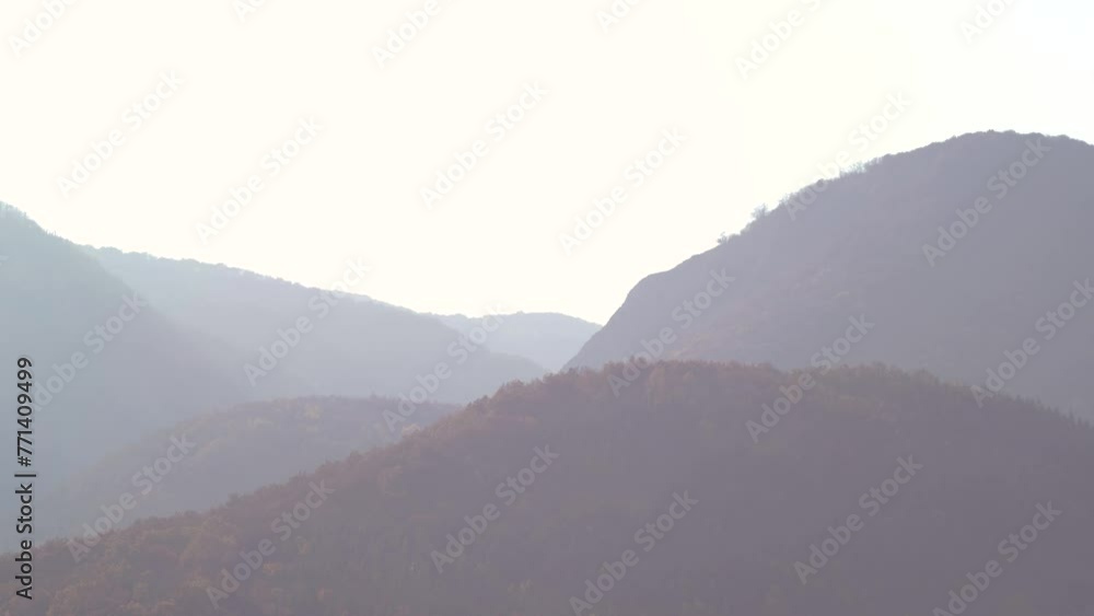 View of the hills with the forests at sunset Colorless View of the hills with the forests at sunset Colorless